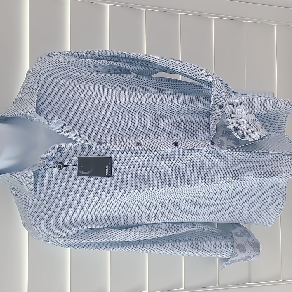 QUIETI Apparel - Modern Fit, Light Blue, Long Sleeve Men's Shirt